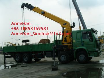 Mobile Low Bed Truck Mounted Straight Arm Crane 8x4 With 15 Ton , Swing Arm Crane