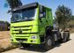 HOWO Drawing Head Tractor Truck LHD Single Berth Cabin 10 Wheels Green Color